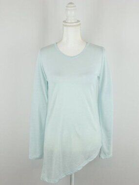 Carve Designs Women's Small Blue Green Burnout Asymmetric Hem Long Sleeve Tee